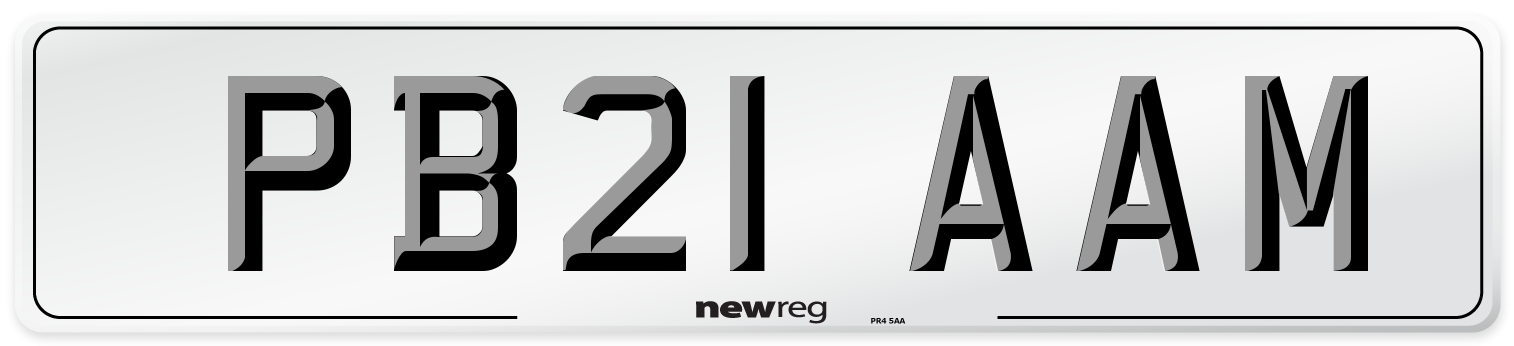 PB21 AAM Number Plate from New Reg
